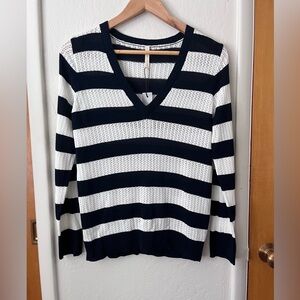 NWT Stripe V Neck Sweater